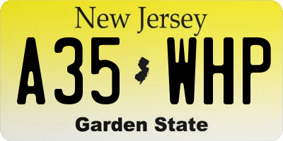 NJ license plate A35WHP