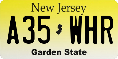 NJ license plate A35WHR
