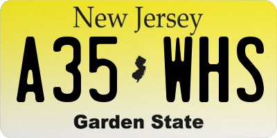 NJ license plate A35WHS