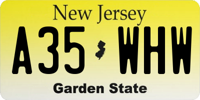 NJ license plate A35WHW