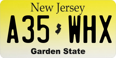 NJ license plate A35WHX