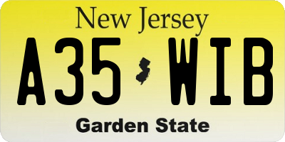 NJ license plate A35WIB