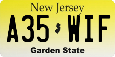 NJ license plate A35WIF