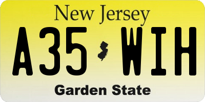 NJ license plate A35WIH