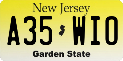 NJ license plate A35WIO