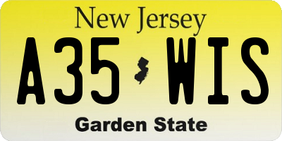 NJ license plate A35WIS