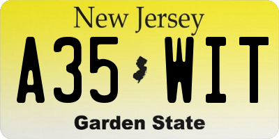 NJ license plate A35WIT
