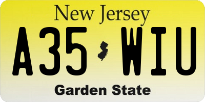 NJ license plate A35WIU
