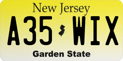 NJ license plate A35WIX