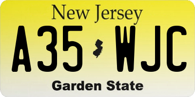 NJ license plate A35WJC