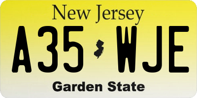 NJ license plate A35WJE