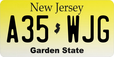 NJ license plate A35WJG