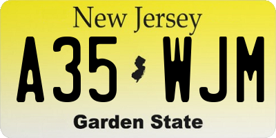 NJ license plate A35WJM