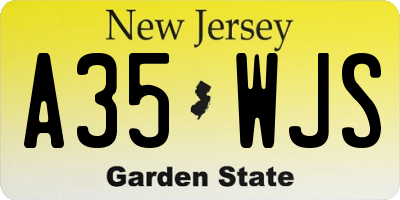 NJ license plate A35WJS