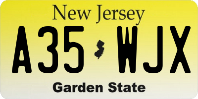 NJ license plate A35WJX