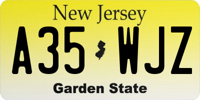 NJ license plate A35WJZ