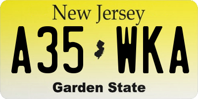 NJ license plate A35WKA