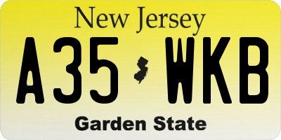 NJ license plate A35WKB