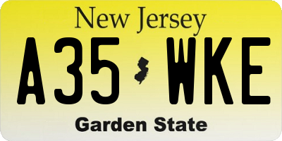 NJ license plate A35WKE