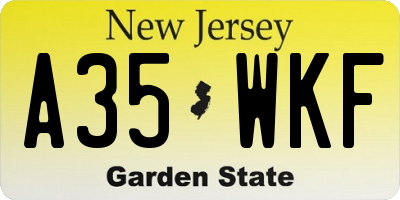 NJ license plate A35WKF