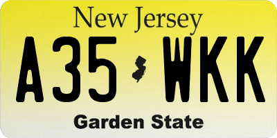 NJ license plate A35WKK