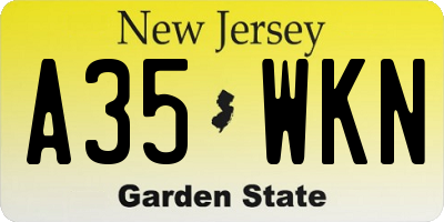 NJ license plate A35WKN