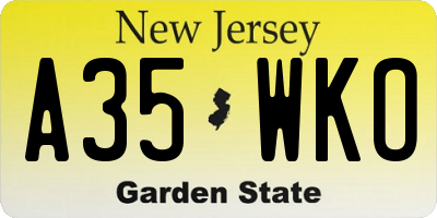 NJ license plate A35WKO