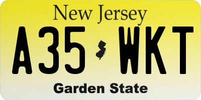 NJ license plate A35WKT