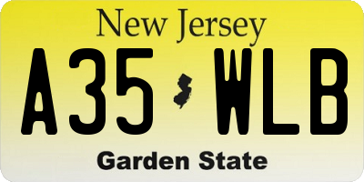 NJ license plate A35WLB