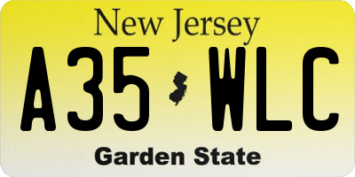 NJ license plate A35WLC
