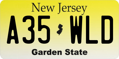 NJ license plate A35WLD