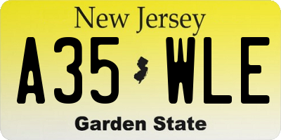 NJ license plate A35WLE