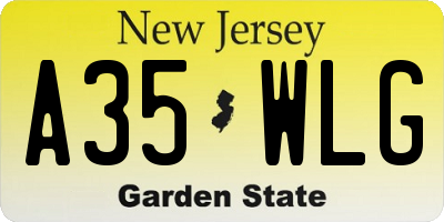 NJ license plate A35WLG