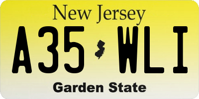 NJ license plate A35WLI