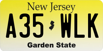 NJ license plate A35WLK
