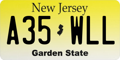 NJ license plate A35WLL