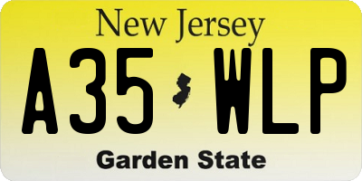 NJ license plate A35WLP