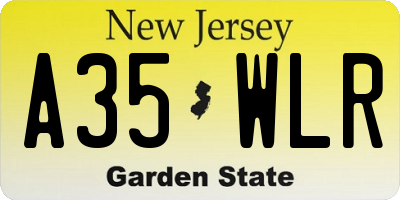 NJ license plate A35WLR