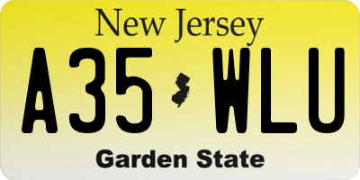 NJ license plate A35WLU