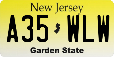 NJ license plate A35WLW