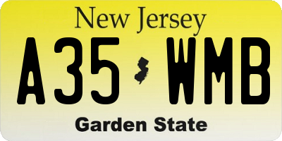 NJ license plate A35WMB