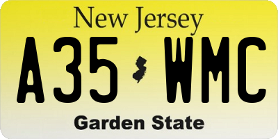 NJ license plate A35WMC