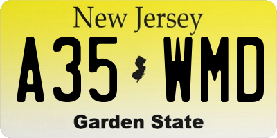 NJ license plate A35WMD