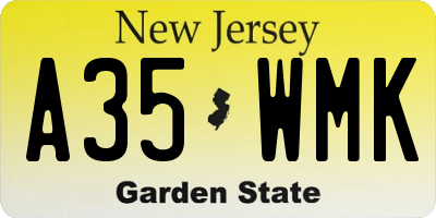 NJ license plate A35WMK