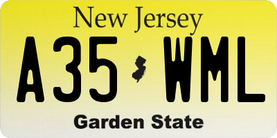 NJ license plate A35WML