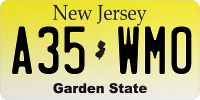 NJ license plate A35WMO