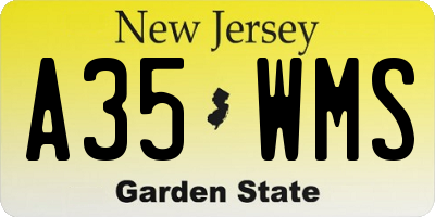 NJ license plate A35WMS