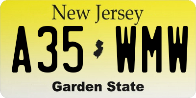 NJ license plate A35WMW