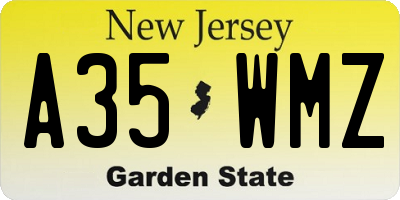 NJ license plate A35WMZ
