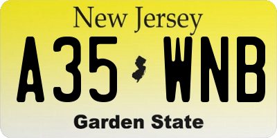 NJ license plate A35WNB